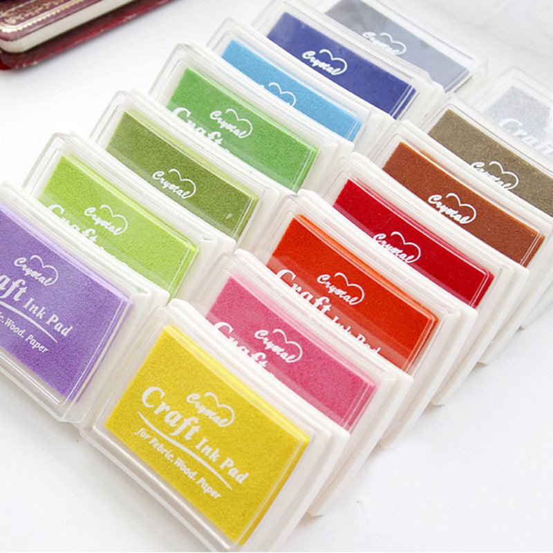 12pcs Multi-Colored Ink Pad Set for DIY Crafts and Stamp Projects
