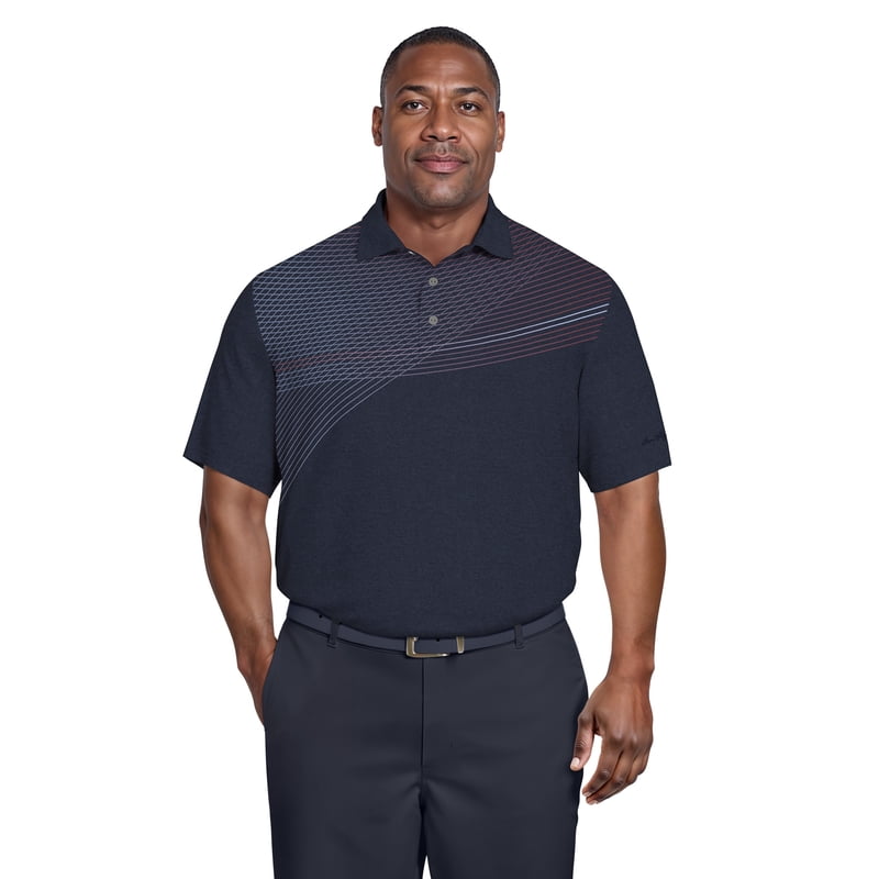 Men's & Big Men's Assymetric Heather Printed Golf Polo - Moisture-Wicking, UV Protection