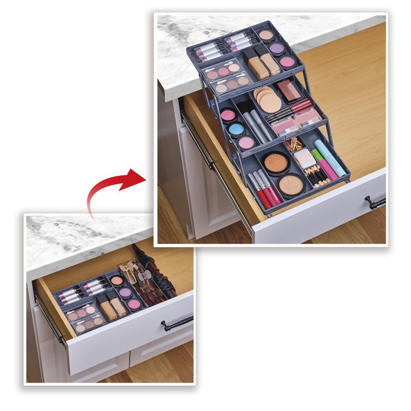 3-Tier Drawer Organizer for Kitchen Jewelry Office Storage - Expandable