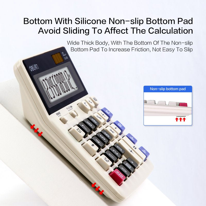 12-Digit Desktop Calculator with Large LCD Display - Office & School Use