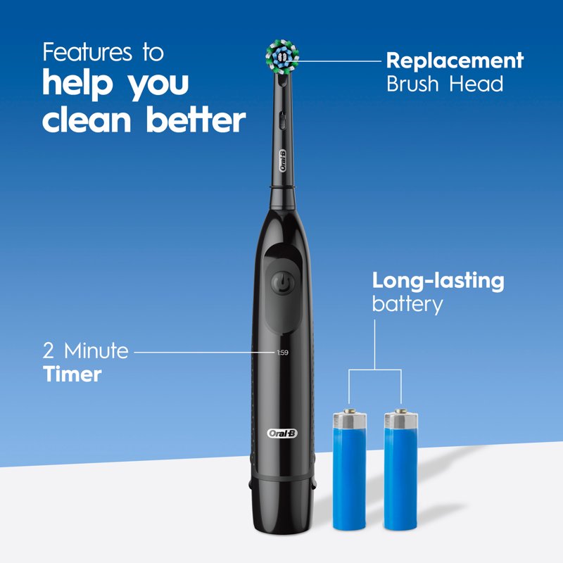 Electric Toothbrush Set with Replacement Heads – Multi Pack, Black for Adults & Kids 3+
