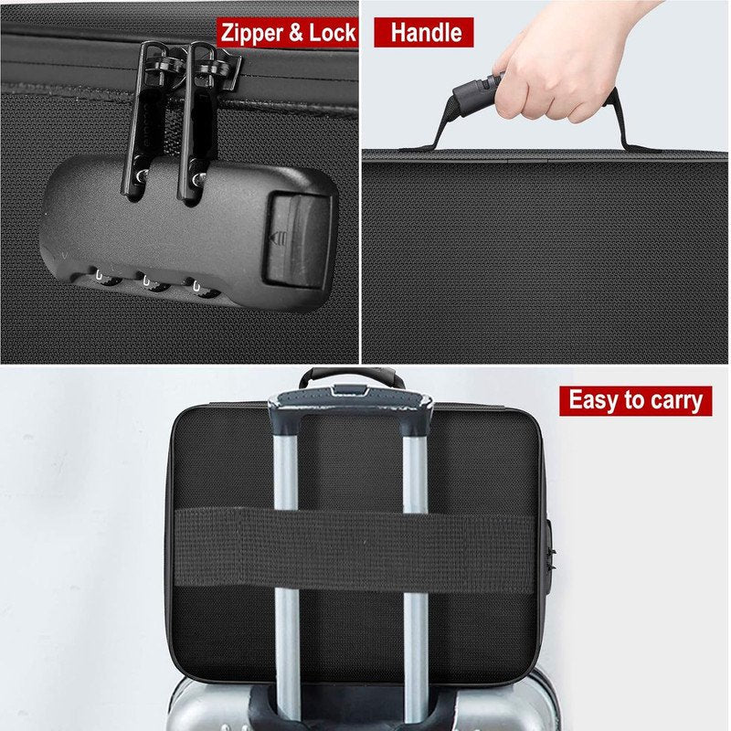 Fireproof Document Bag with Lock Water-Resistant Storage Case for Files Money