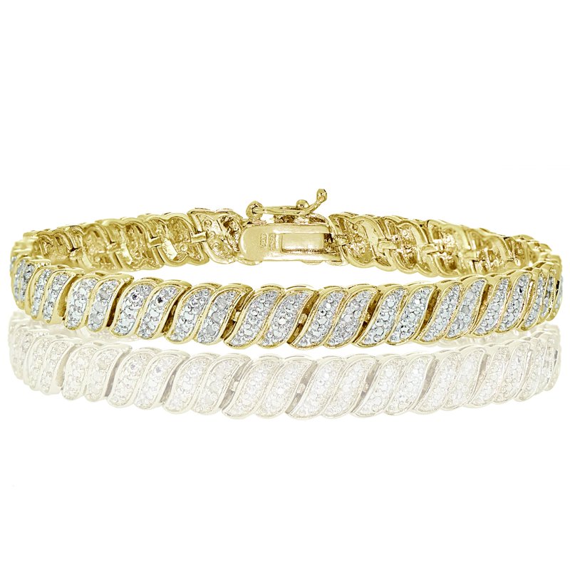 Diamond Wave Link Tennis Bracelet 0.25ct Silver Tone Jewelry