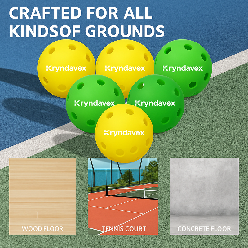 USAPA-Approved 6-Pack 40-Hole Outdoor Pickleballs with Mesh Carry Bag