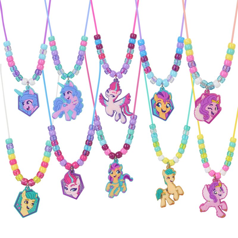 Deluxe Sparkling Necklace Activity Set for My Little Pony - Pink-Sky Blue Variation, 10 Charms Ages 3+