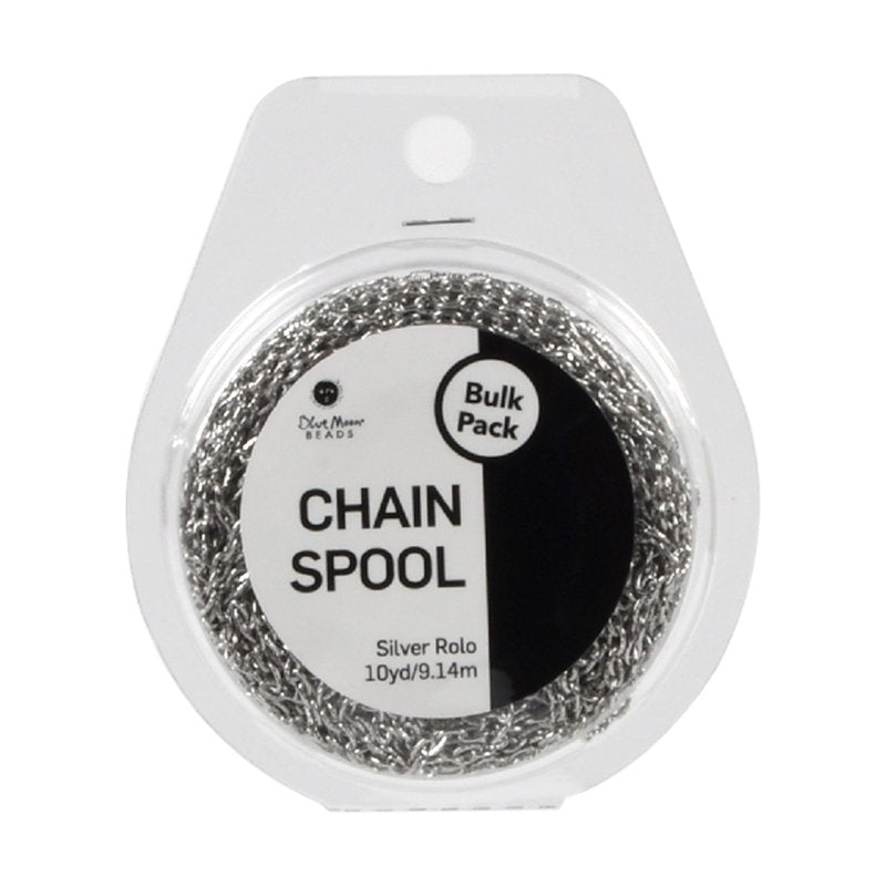 Iron Rolo Chain Spool for DIY Jewelry Making 10 Yards - Silver Rhodium Plated