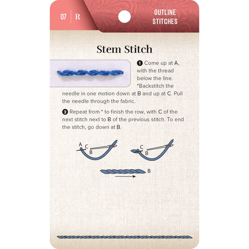 Embroidery Card Set with 60 Stitches, Thread Organizers & Rings - Portable Craft Tool