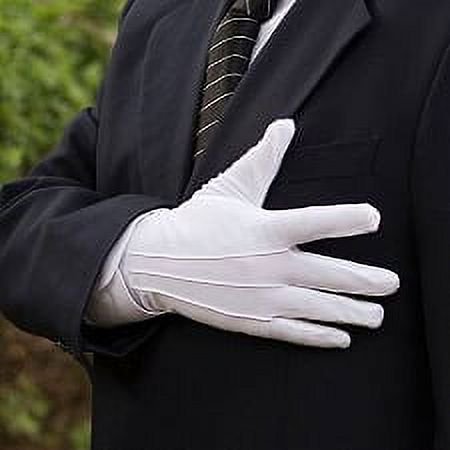 White Cotton Dress Gloves - Unisex Formal & Parade Gloves, Medium