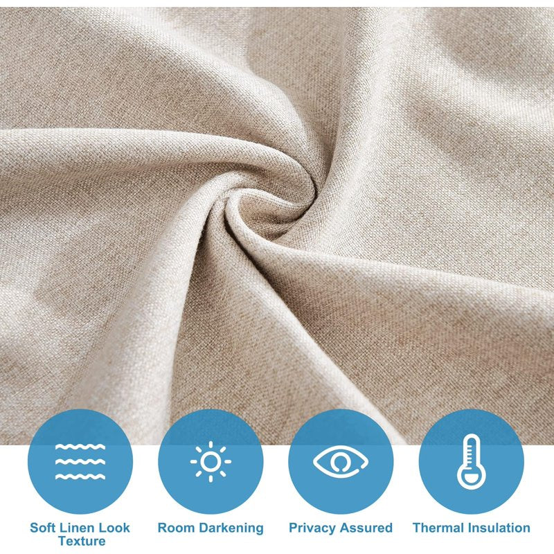 Natural Linen French Door Curtains with Privacy & Thermal Insulation - 1 Panel
