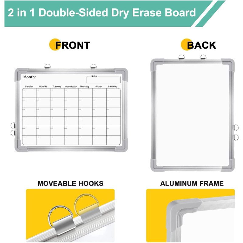 16x12 Double-Sided Dry Erase Board with Monthly Calendar & Accessories