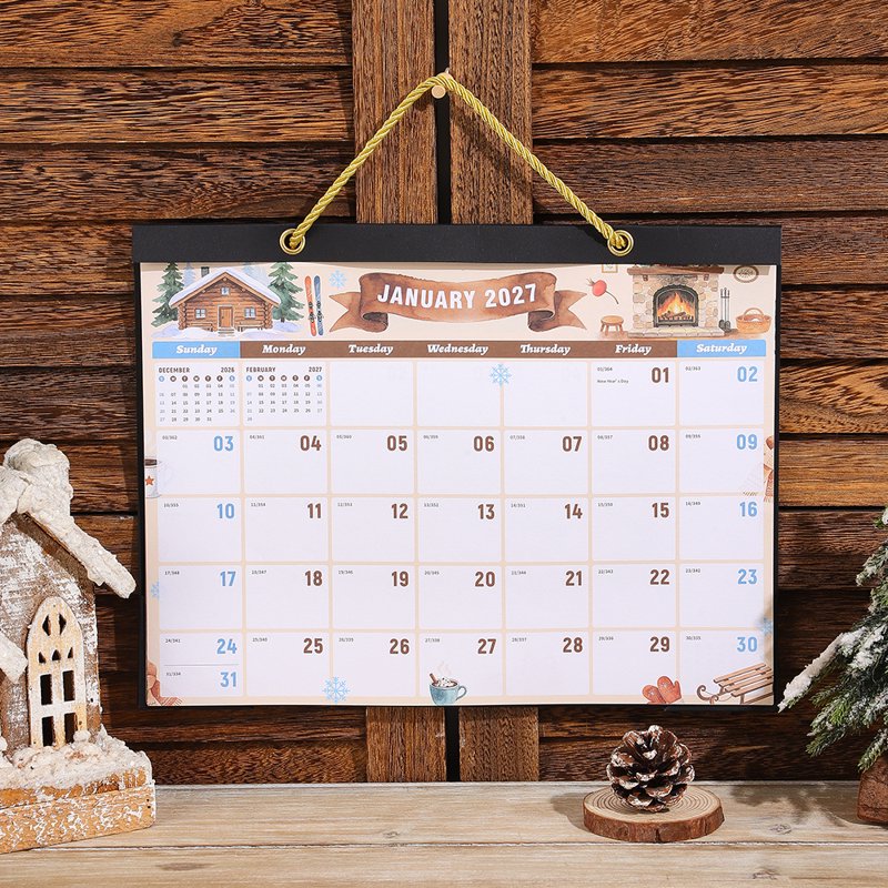 2027 Wall Calendar Planner - Large Monthly Home Wall Calendar with Watercolor Pattern