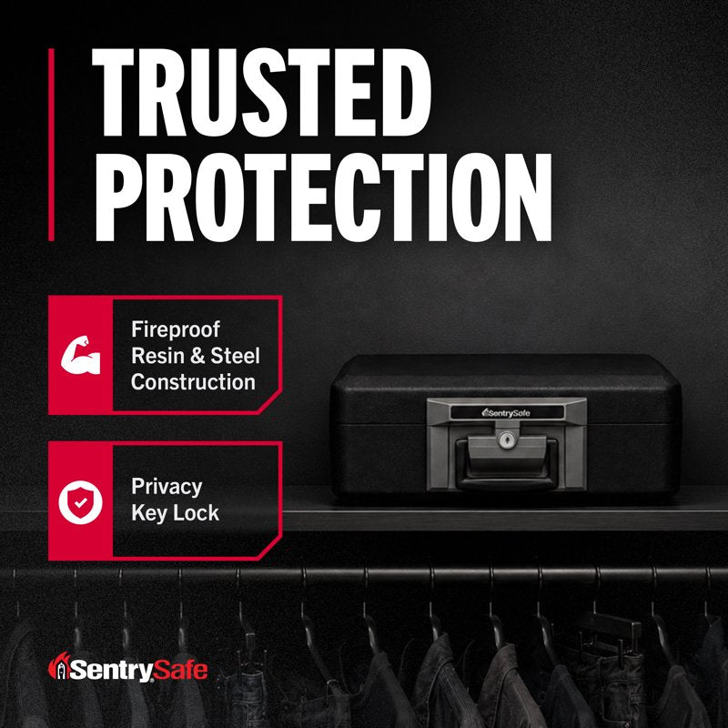 Fire-Resistant Document Safe with Key Lock 0.25 Cu Ft Black