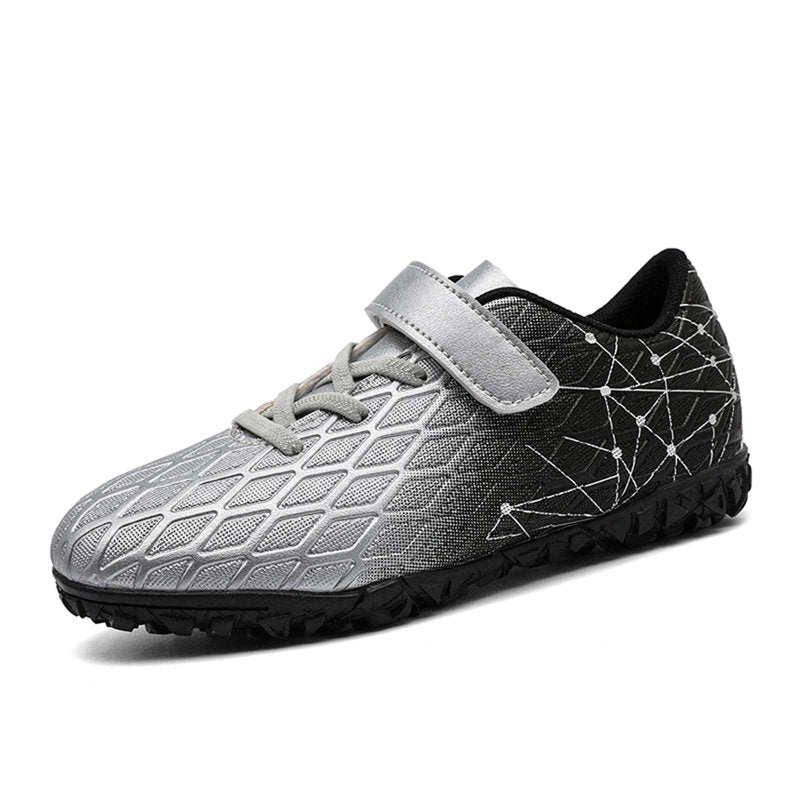 Youth Football Cleats for Outdoor Training - Utlike Boys Soccer Shoes with Rubber Sole, Size 36, 12-12.5 Years Silver
