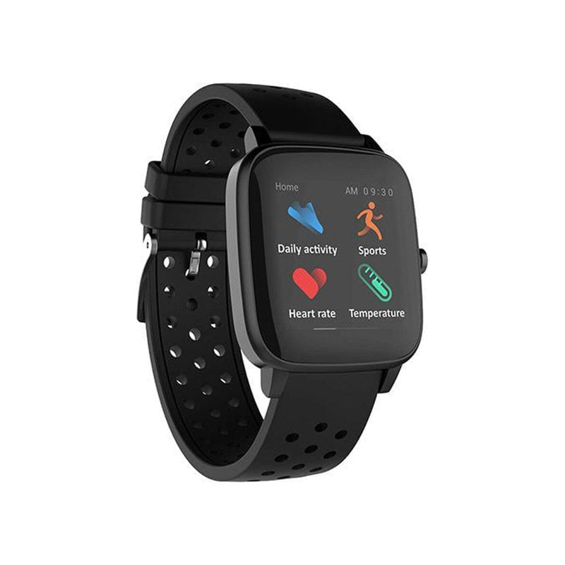 Touch Screen Smartwatch with Body Temperature, Heart Rate & Blood Oxygen - Unisex Black