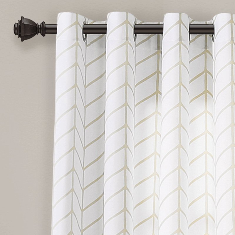 Grey Chevron Geo Window Curtain Panels Set - Modern Light Filtering Drapes, 52x84 Inches, Pair