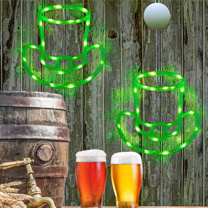Leprechaun Hat LED Window Lights for St Patrick's Day Indoor Outdoor Decor