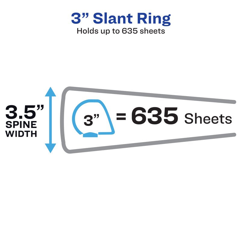 Heavy Duty View Binder with 3 Inch Slant Rings - White, 635 Pages