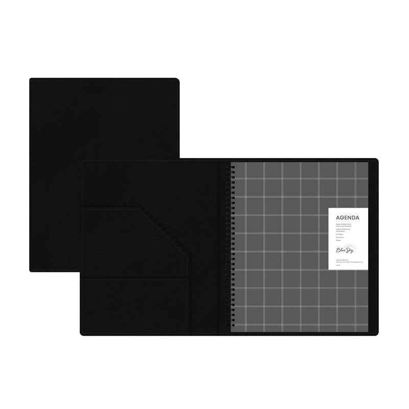 Blue Sky Perpetual Monthly Weekly Planner 8.5x11 Faux Leather Black