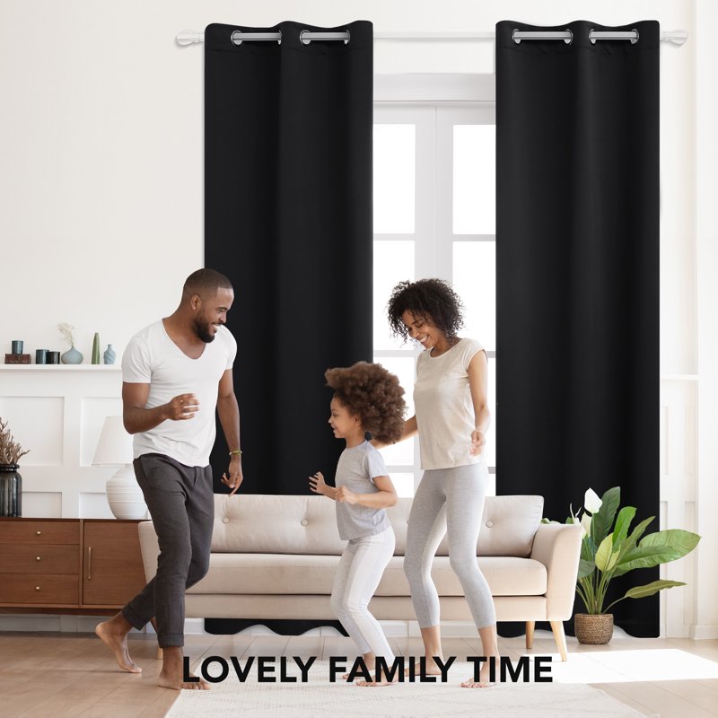 Blackout Insulated Window Curtains 2 Pack - Room Darkening Grommet Panels