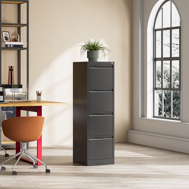 4-Drawer Locking File Cabinet - Vertical Steel Storage for Home Office