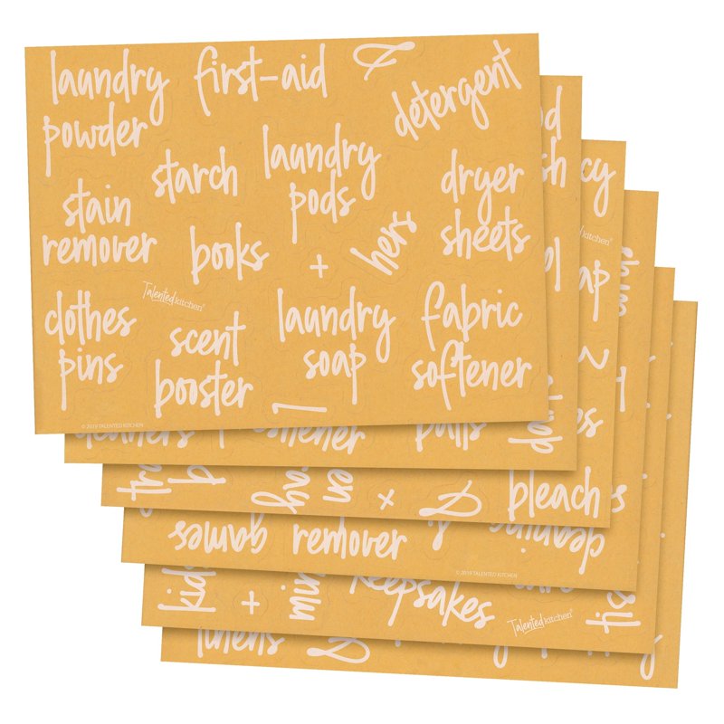 Preprinted Laundry Labels for Jars & Containers - White Script Stickers, Water-Resistant