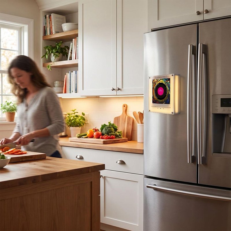 Programmable NFC Music Refrigerator Magnet with Vinyl Discs & LED Light - Home Decor Gift