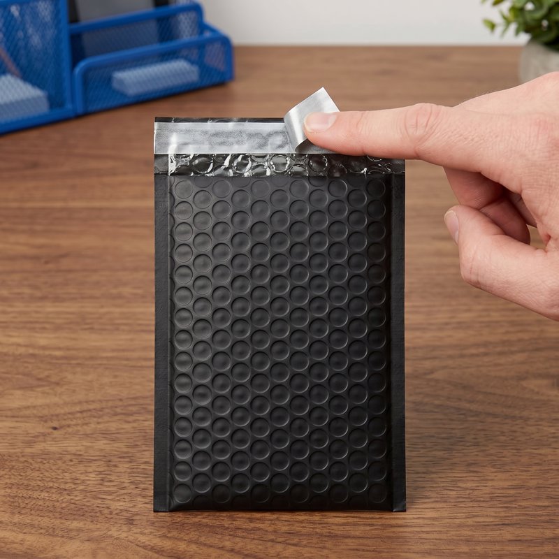 Black 4x8 Inch Bubble Mailers 50 Pack Waterproof Self Seal Shipping Envelopes
