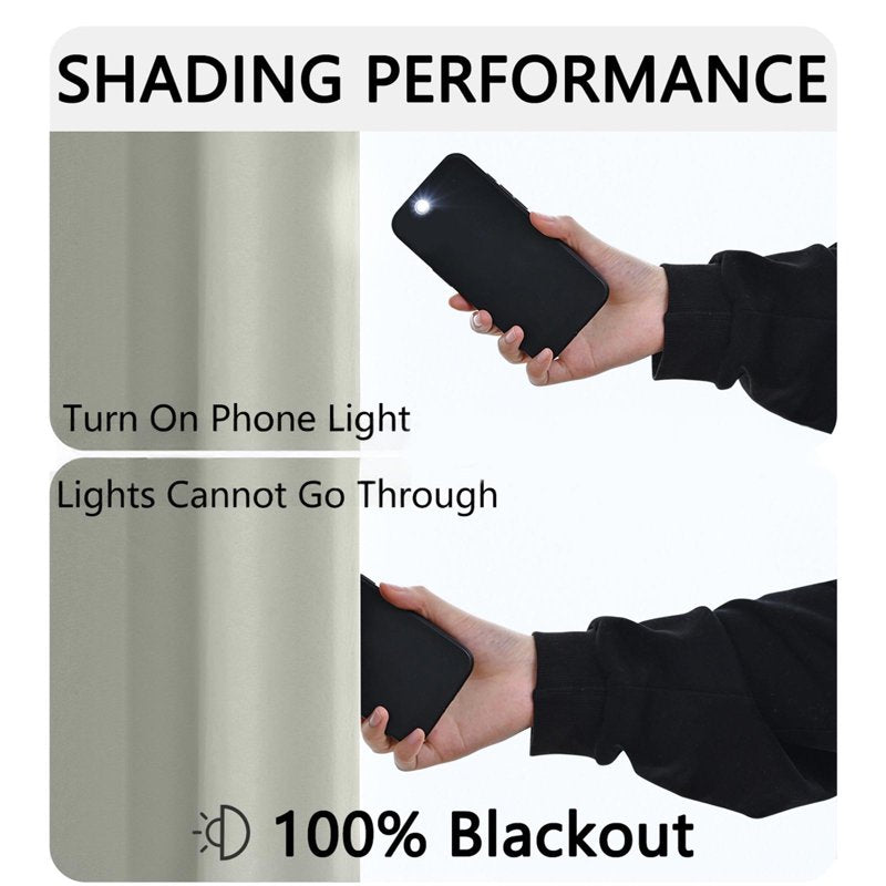 Blackout Grommet Curtain with Thermal Insulation - Light Blocking Window Curtain for Bedroom