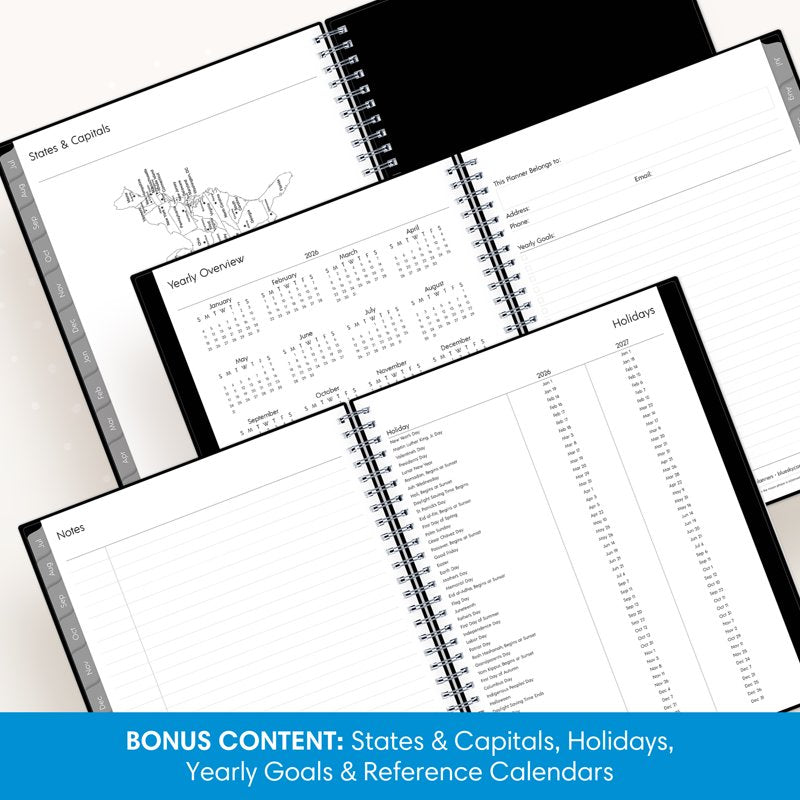 Academic Year Planner Calendar 2026-2027 - Weekly & Monthly Schedule, 8" x 10.875", Wirebound, Laminated Tabs