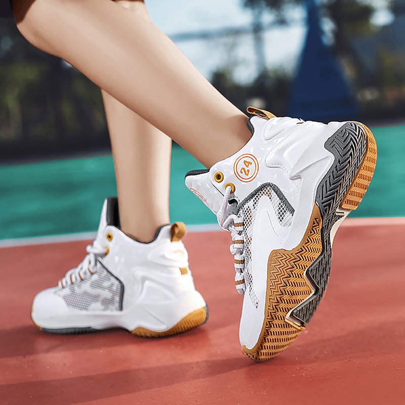 Kids Basketball Sneakers Breathable Mesh Non-Slip Sport Shoes for Boys Girls