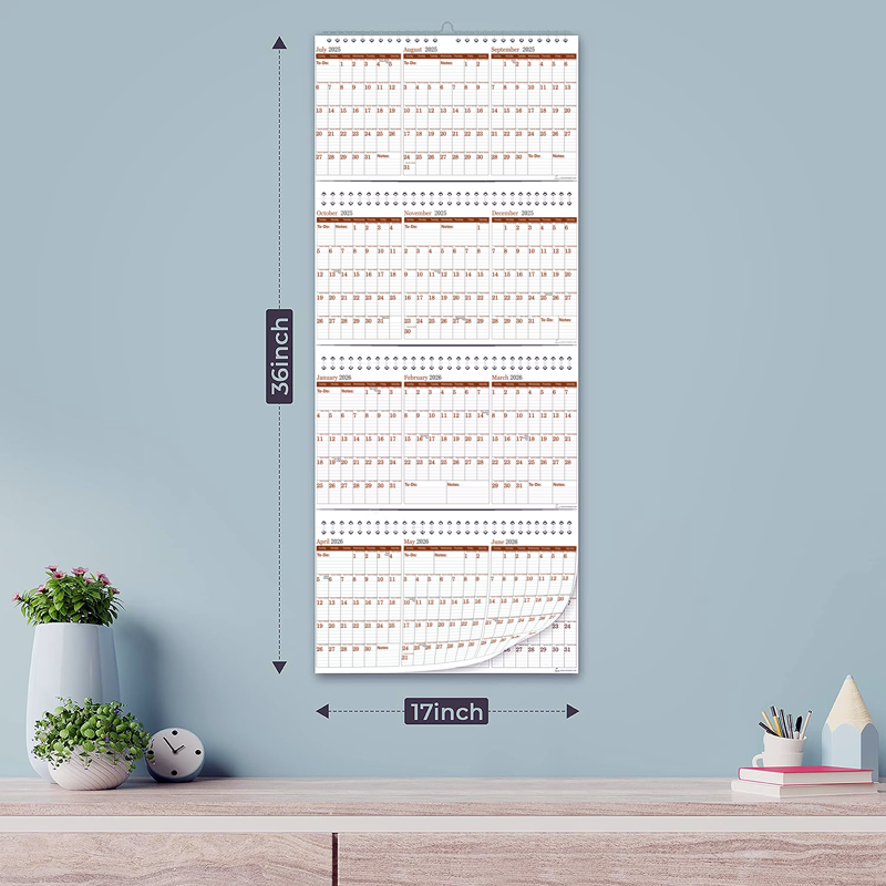 Large 3-Year Wall Calendar with Move-a-Page System, 38x17 Inches