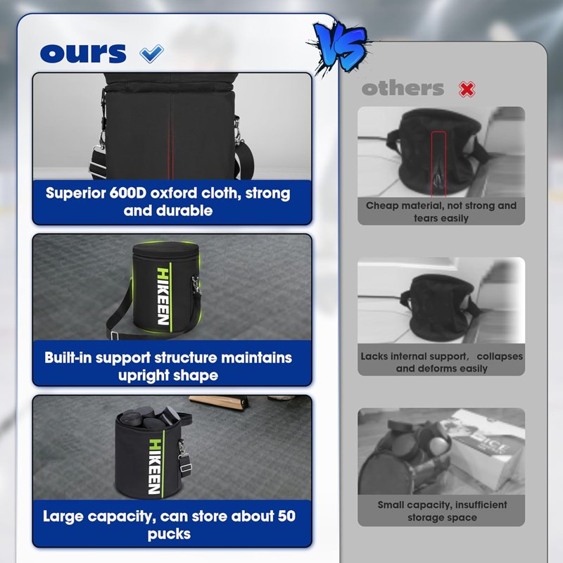 Hockey Puck Bag Holds 50 Pucks Waterproof Durable Carrying Case