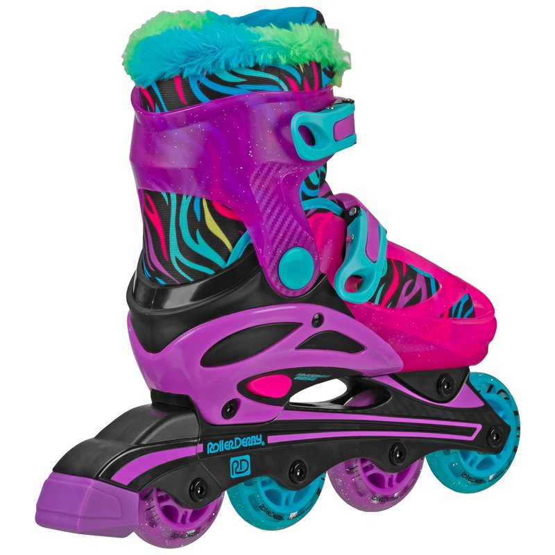 Youth 2-in-1 Quad and Inline Roller Skates Combo - Neon Zebra, Sizes 3-6