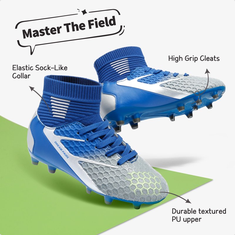 Burudani Kids Soccer Cleats - Blue/White/Grey variation 5