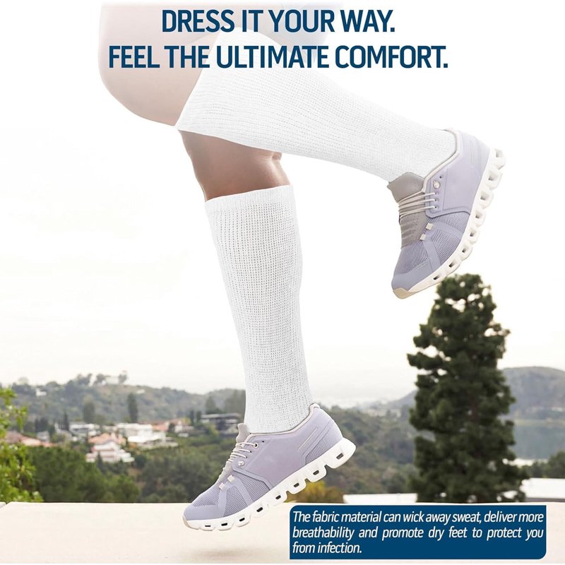 Diabetic Over The Calf Socks 6 Pairs - Non-Binding Cushioned Cotton Knee High Men