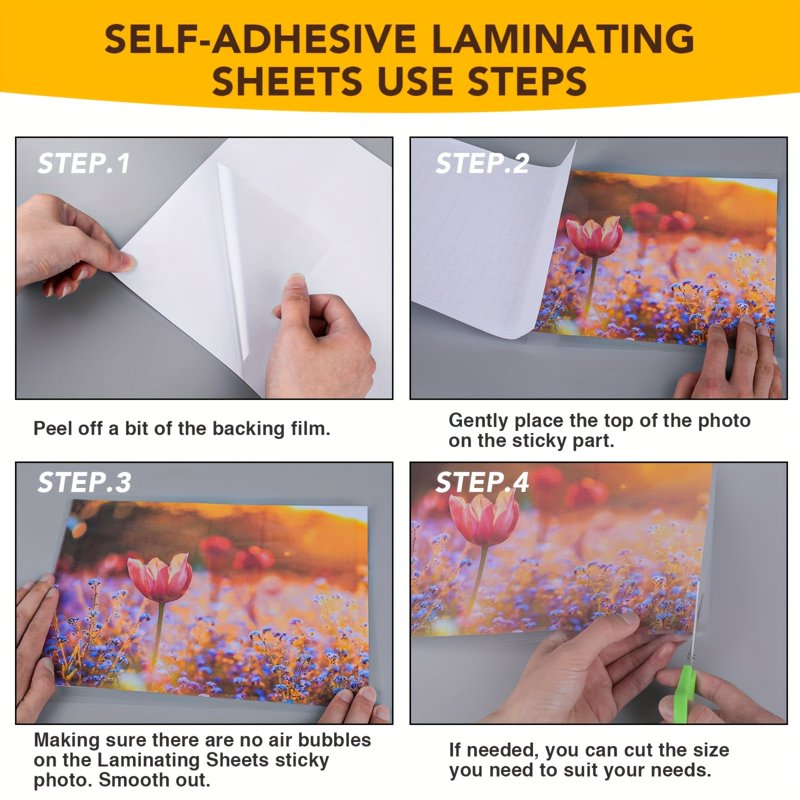 Self Adhesive Laminating Sheets 9x12 Inch Pack of 60 Waterproof Clear Protectors