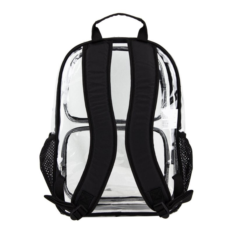 Clear Backpack for School Gym Travel - Padded & Water Bottle Pockets