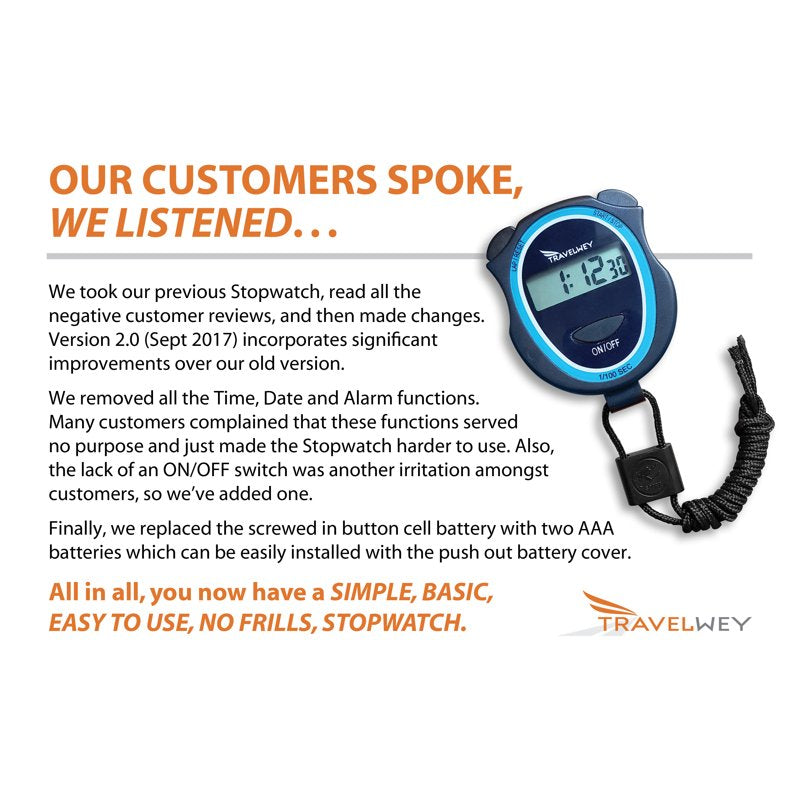 Digital Stopwatch - Silent, Easy to Use, Child Friendly, AAA Batteries Included