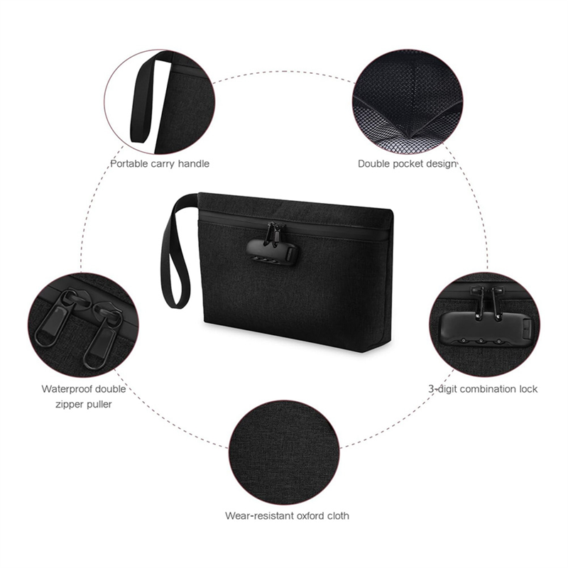Lockable Waterproof Money Bag with Handle and Zipper for Cash and Mobile