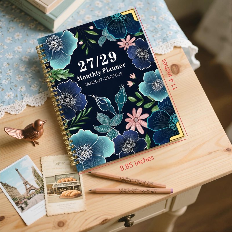 2027-2029 Monthly Planner with Colorful Tabs & Durable Binding - 9 x 11 Inches