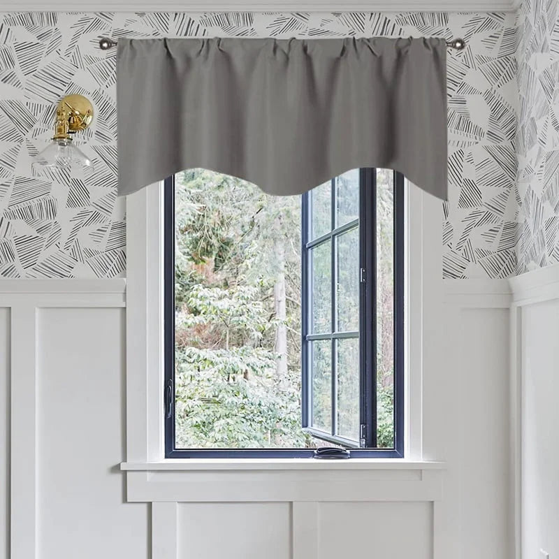 Solid Color Polyester Valance Curtains with Rod Pocket - Light Gray