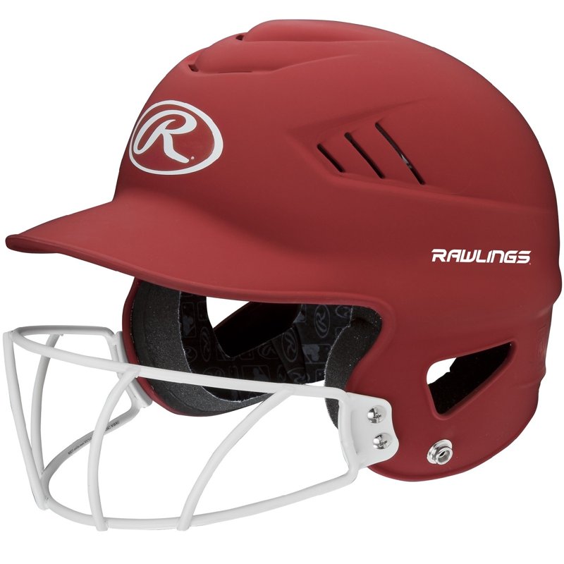 Softball Batting Helmet with Face Guard - Rawlings Coolflo OSFM Matte Scarlet