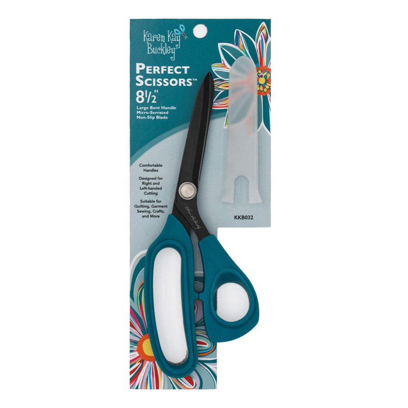 Fabric Cutting Scissors 8.5 Inch Micro-Serrated Blade Bent Handle Teal
