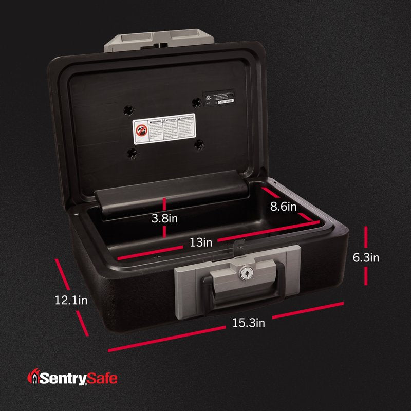 Fire-Resistant Document Safe with Key Lock 0.25 Cu Ft Black