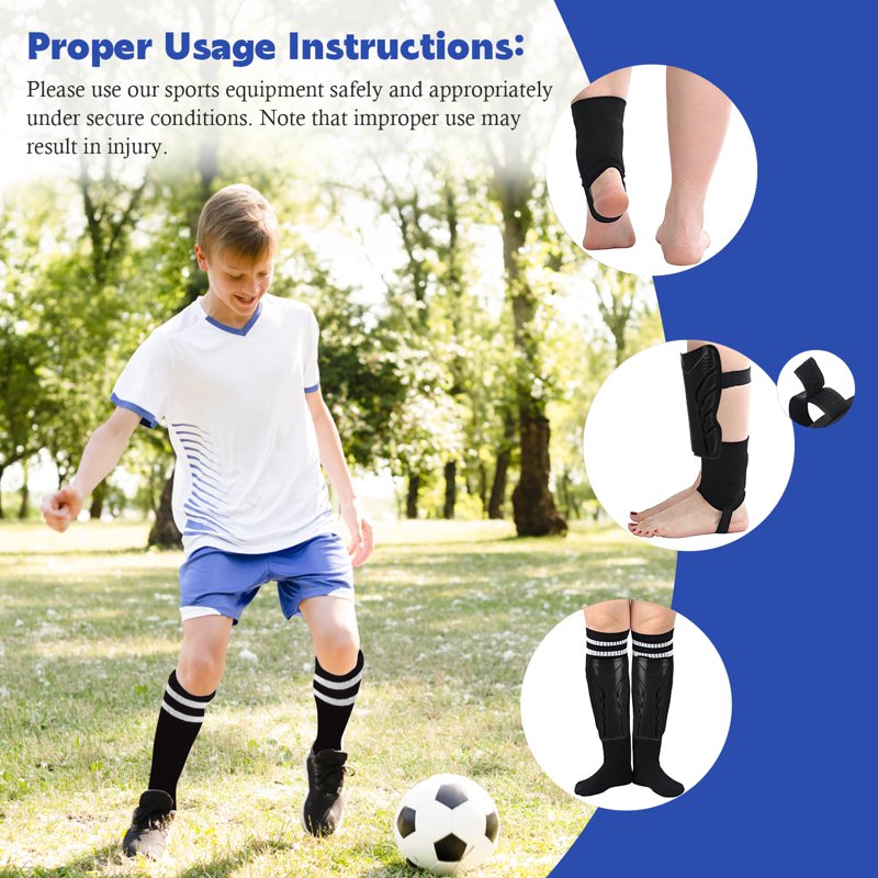 Amaopus 2-in-1 Youth Soccer Shin Guards & Socks (M) - Ankle Protection, Lightweight