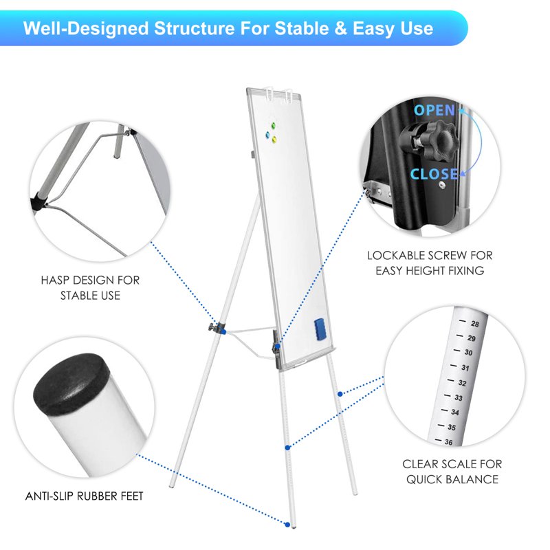 Magnetic Portable Whiteboard Easel with Adjustable Tripod Stand 36x24 - Office & Classroom