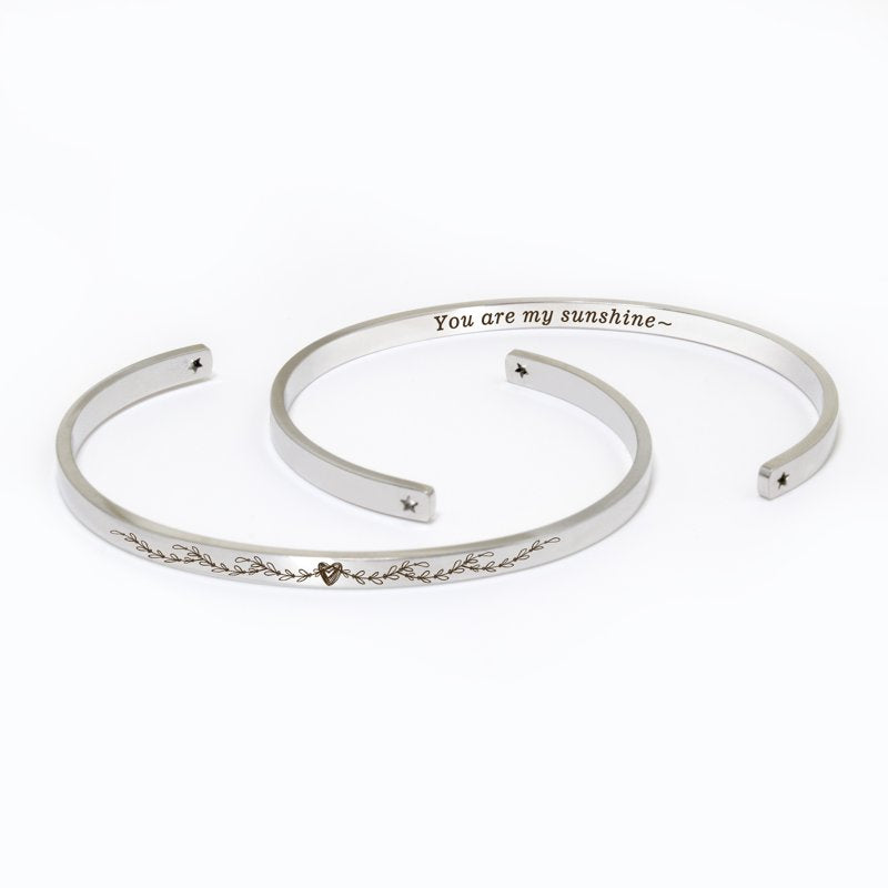 Adjustable Silver Stainless Steel Cuff Bracelet Mother's Day Gift Set