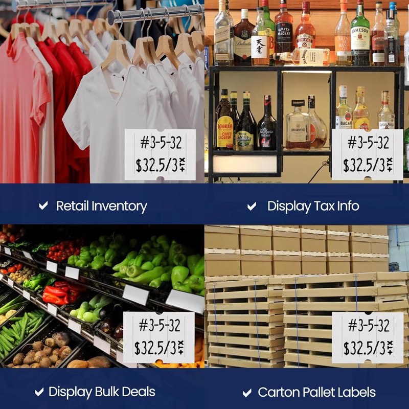 White Price and Date Gun Labels for Perco 2 Line Pricing Guns - 6,000 Labels