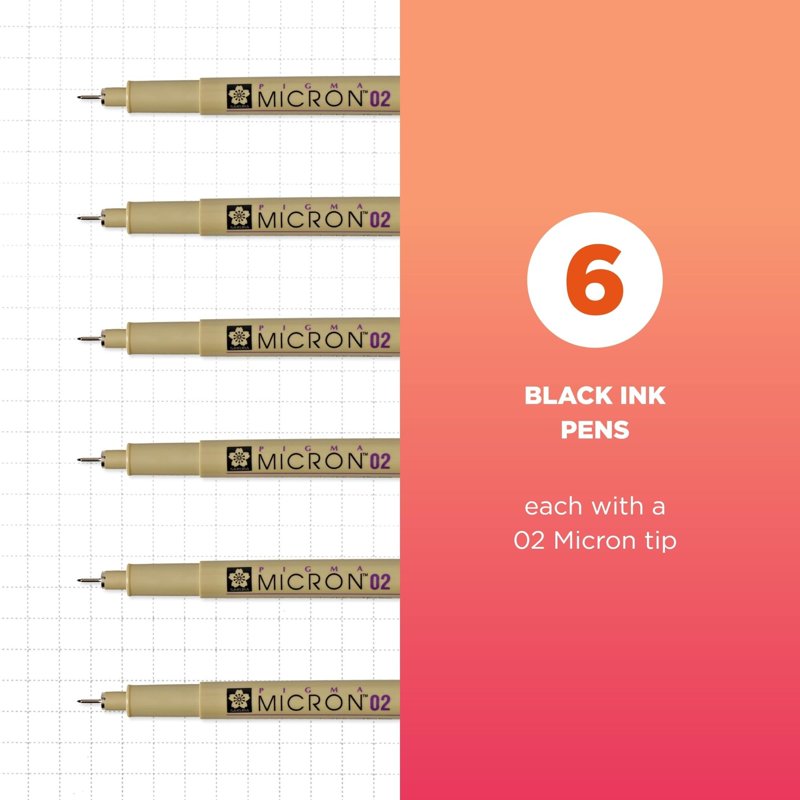 Archival Black Ink Fineliner Pens Set - Fine Point Drawing & Writing Tools