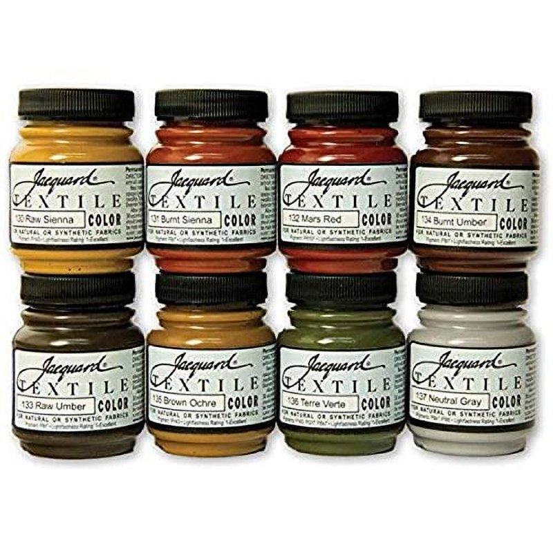 Textile Fabric Paint Set - Earth Tones, 8 Colors, 2.25 oz Jars